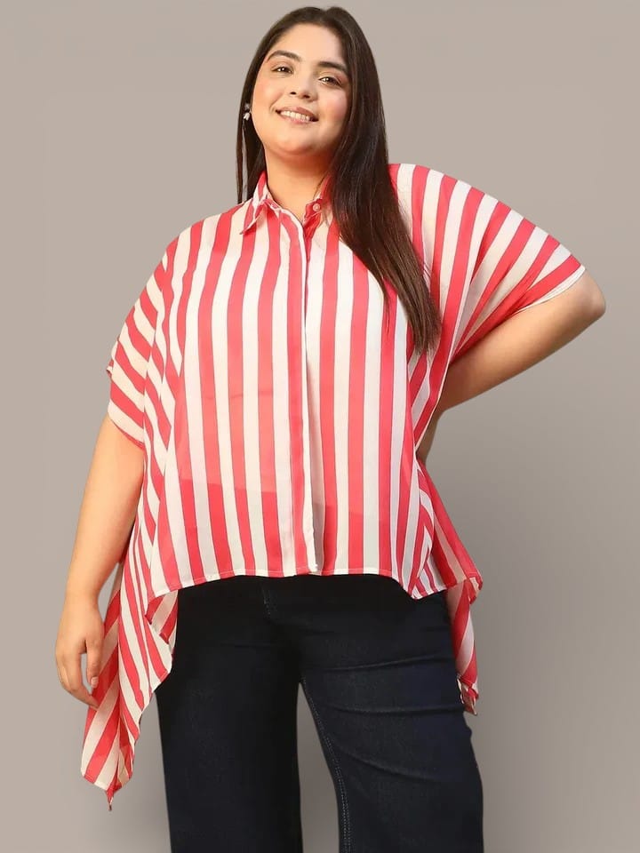 Plus Size Red Stripe Top