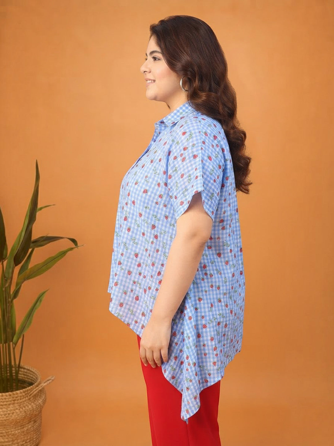 Plus Size Blue Heart Print Top