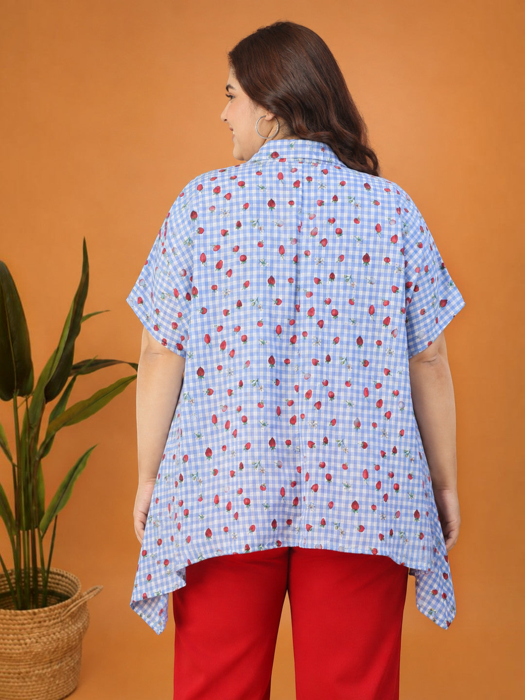 Plus Size Blue Heart Print Top