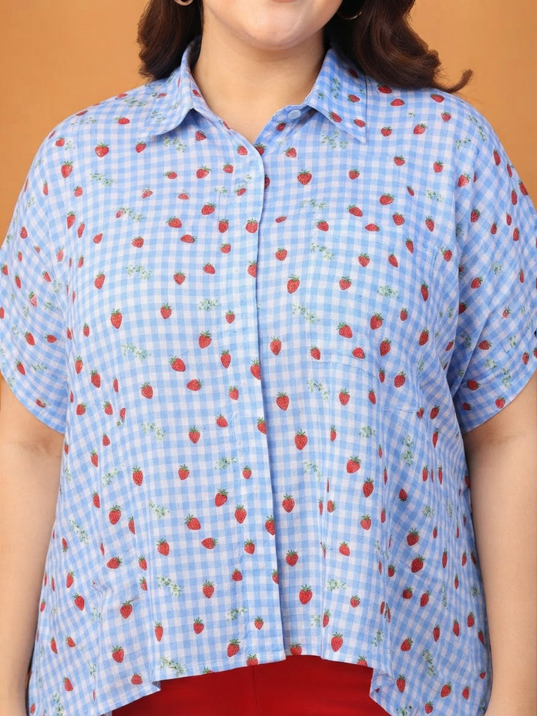 Plus Size Blue Heart Print Top