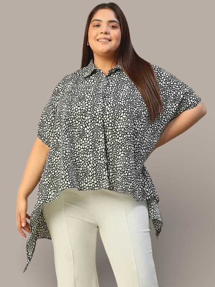 Plus Size Black Animal Top