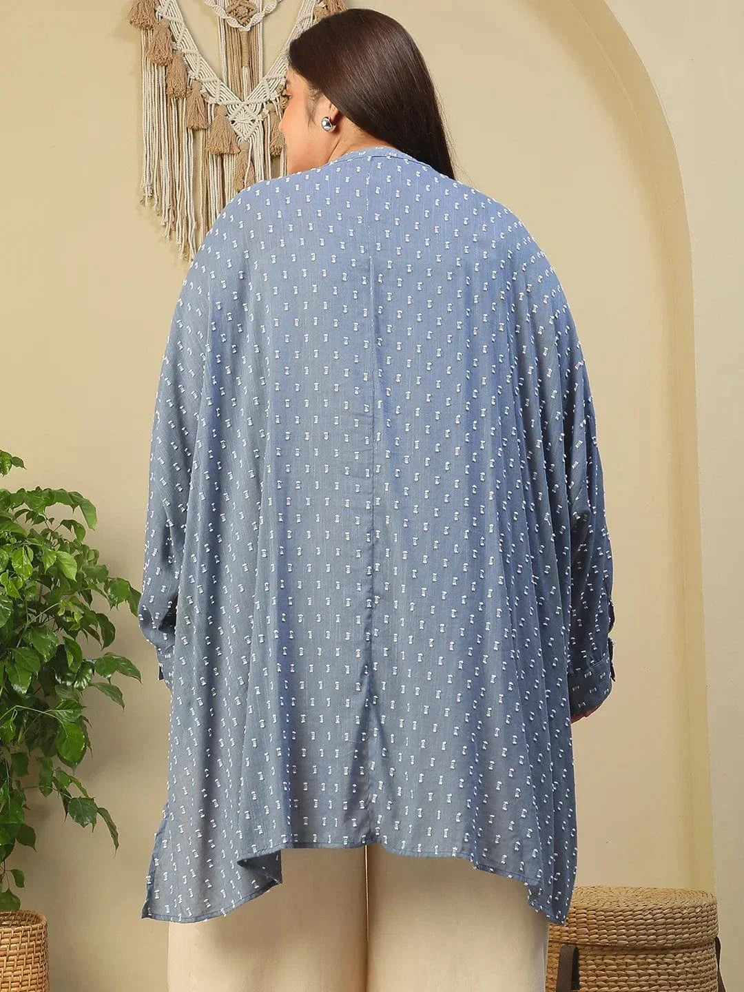 Plus Size Blue Cotton Tunic