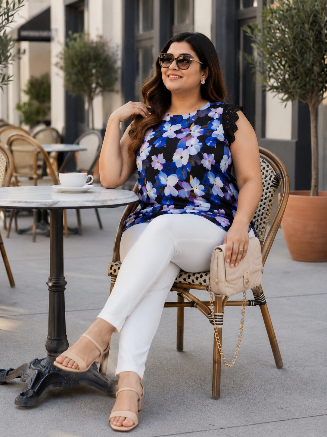 Plus Size Multicolor Floral Print Top