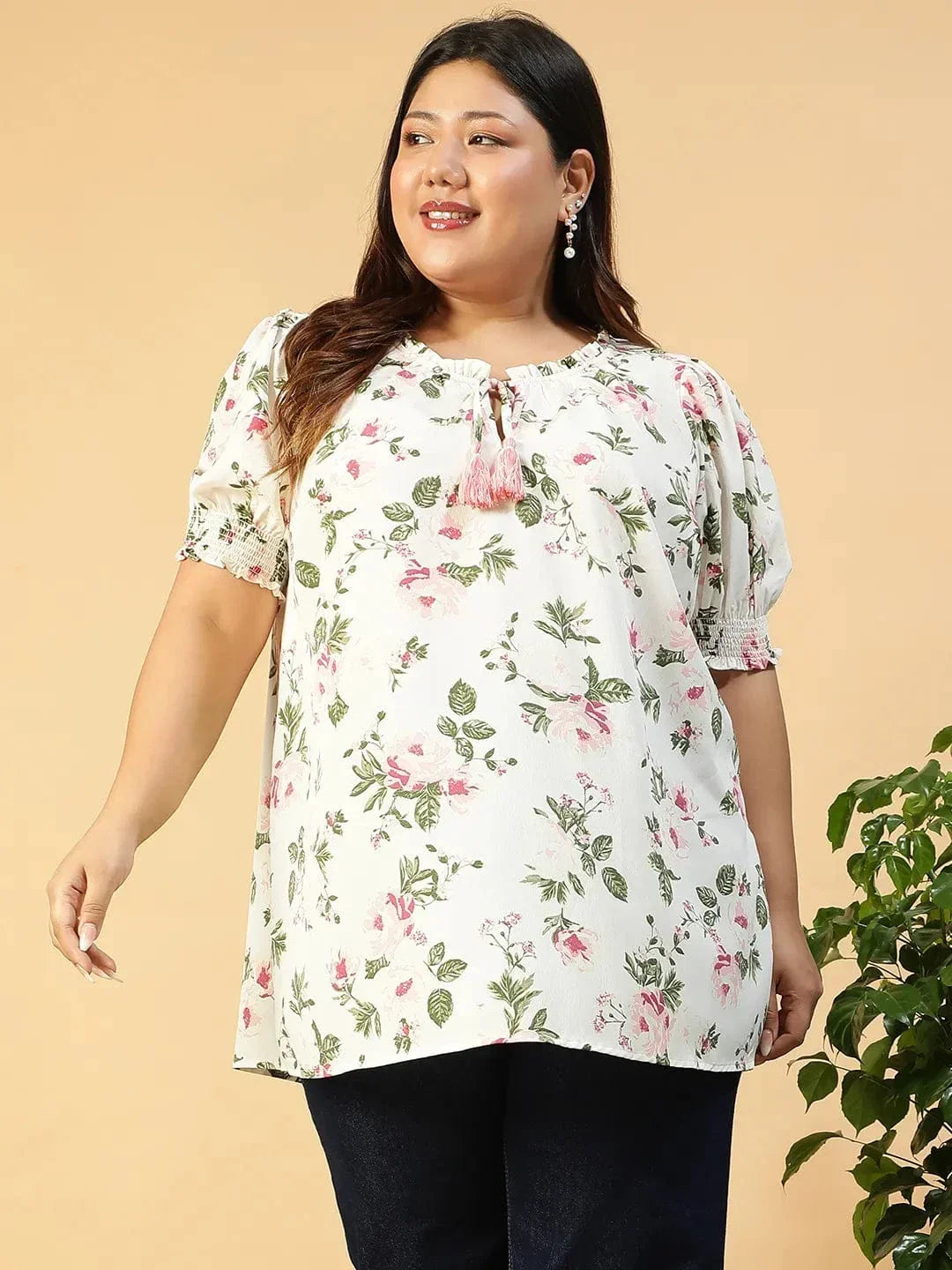 women-top-floral-print-ruffle