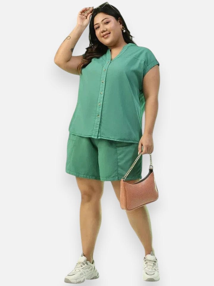 Plus Size Green Cotton Co-Ord Set