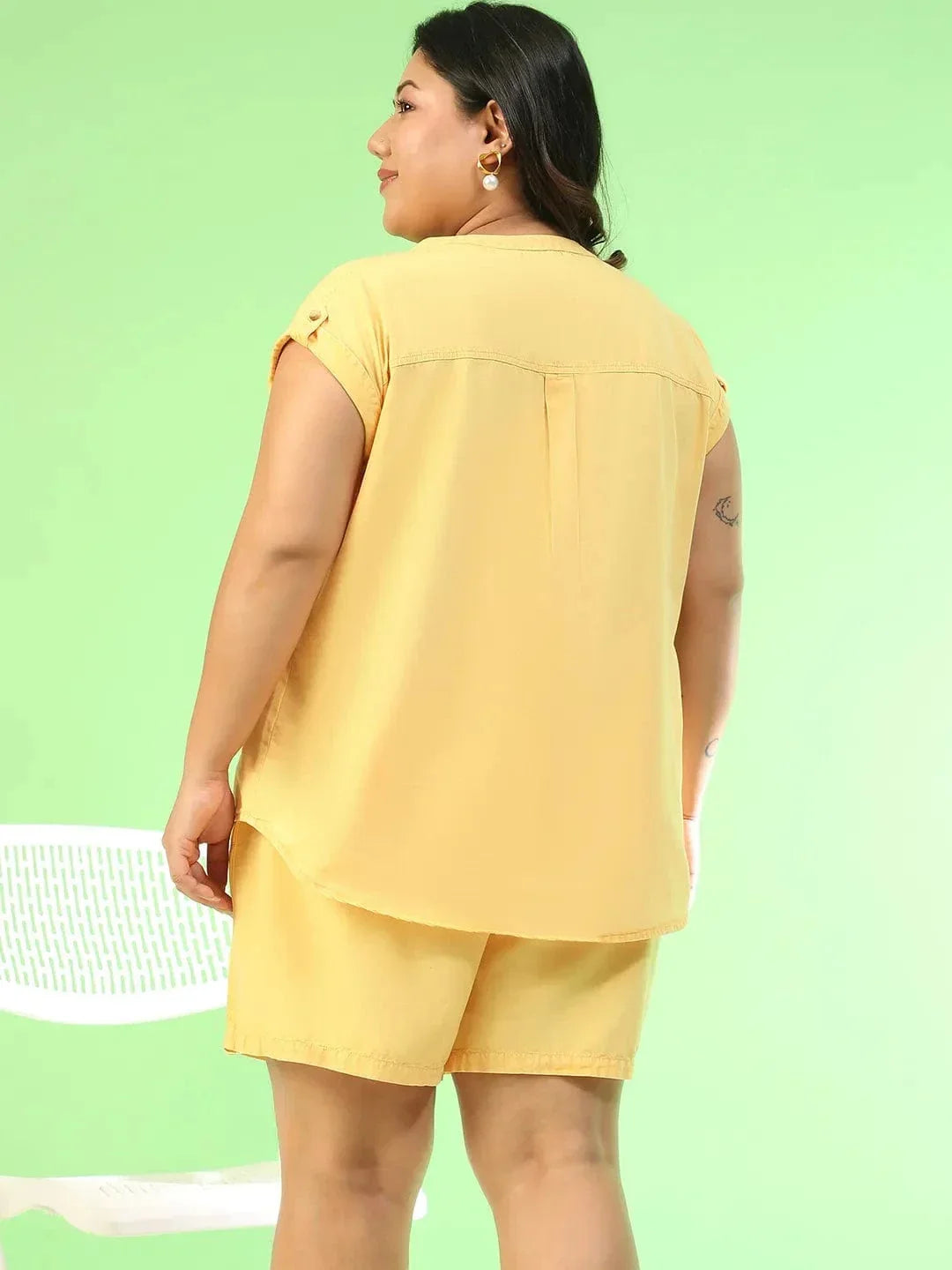 Plus Size Yellow Cotton Co-Ord Set