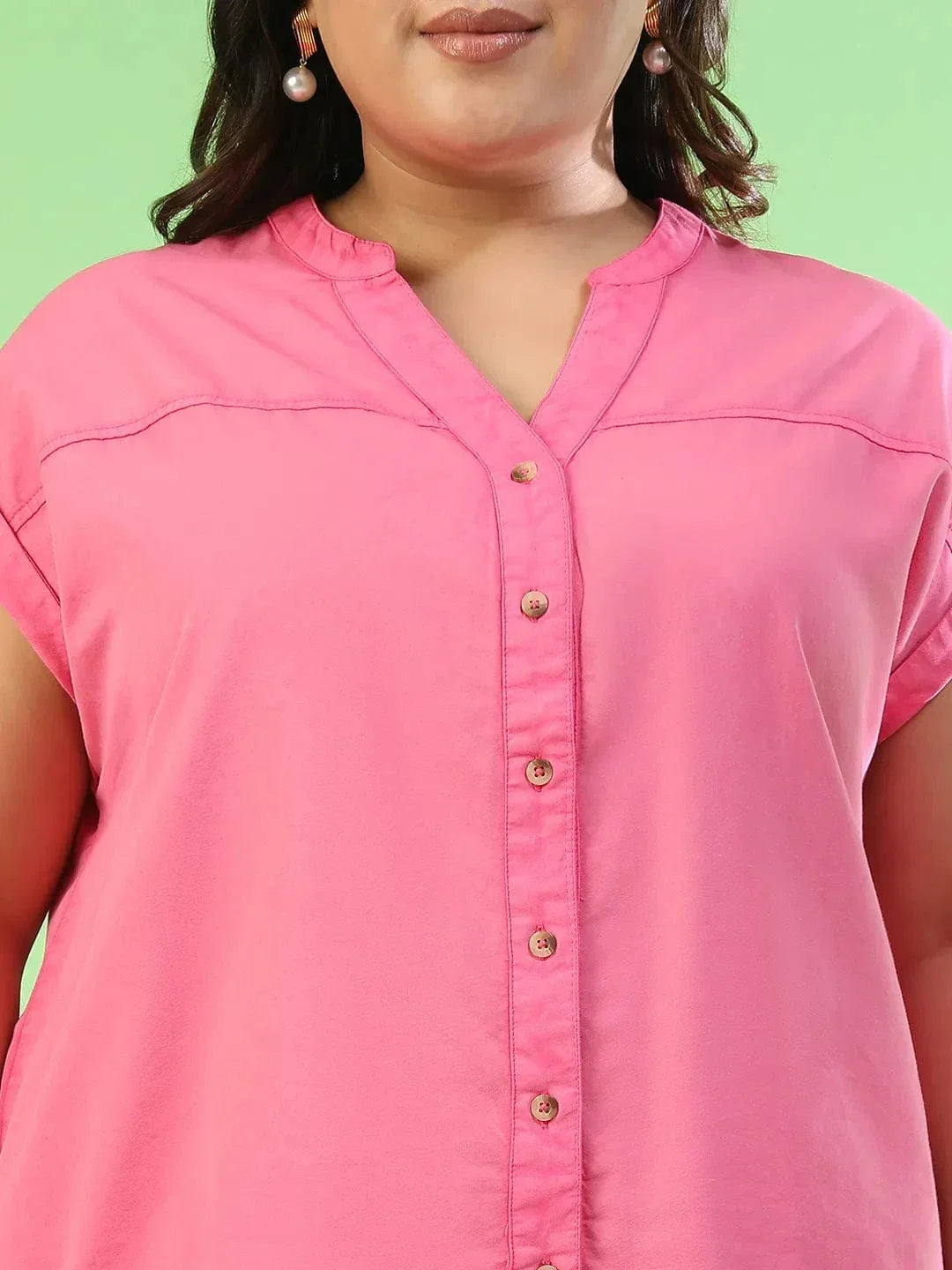 Plus Size Pink Cotton Co-Ord Set