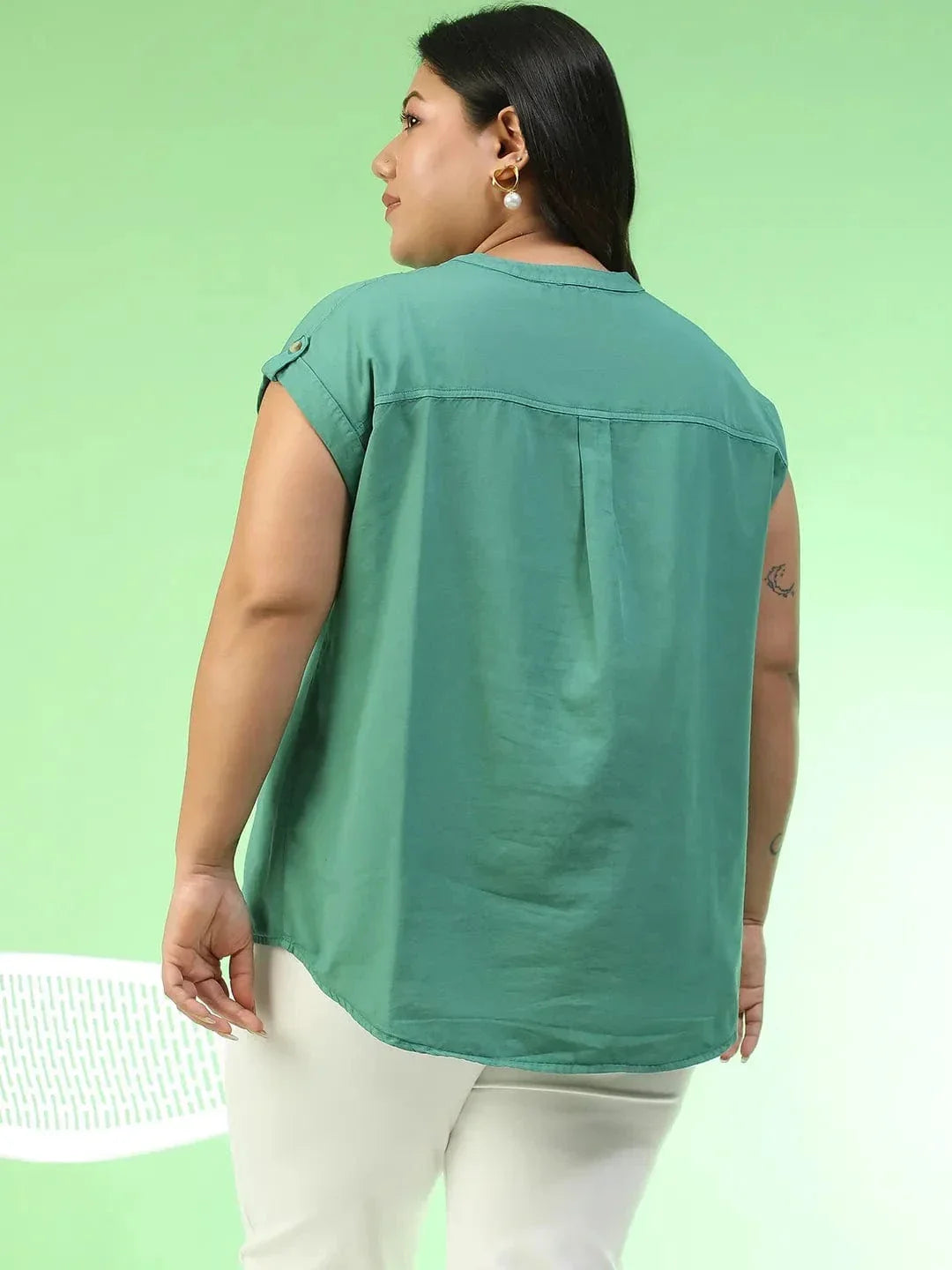 Plus Size Green Cotton Top
