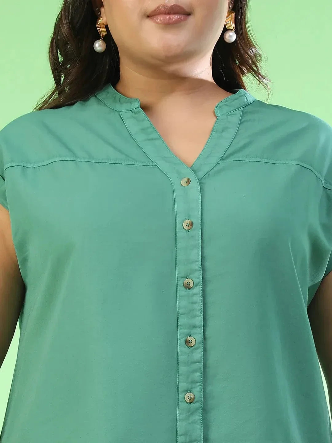 Plus Size Green Cotton Top