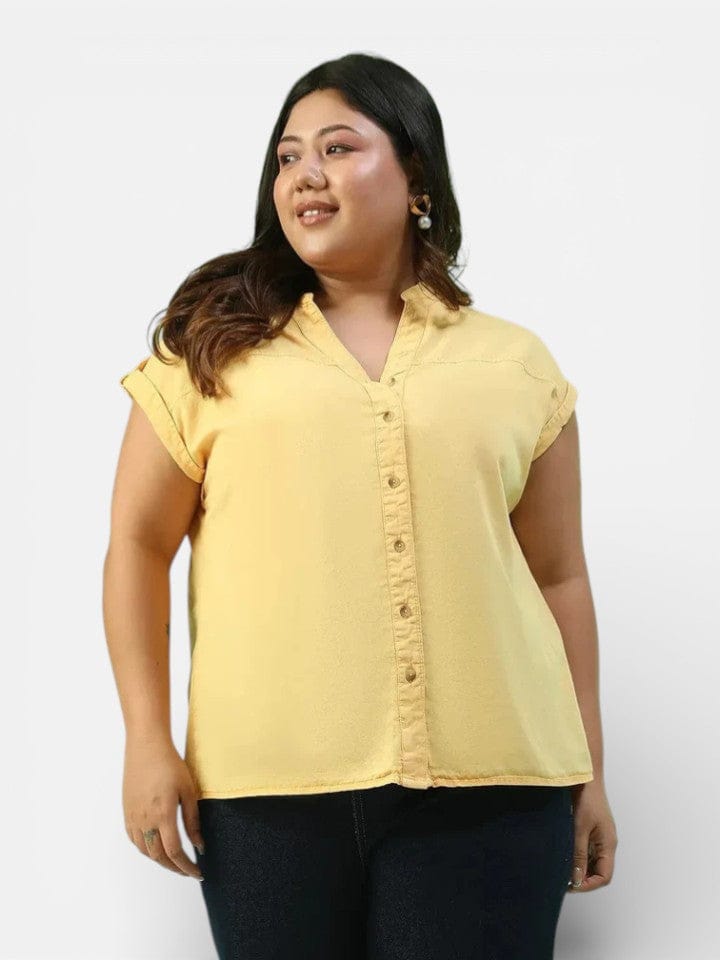 Plus Size Yellow Cotton Top
