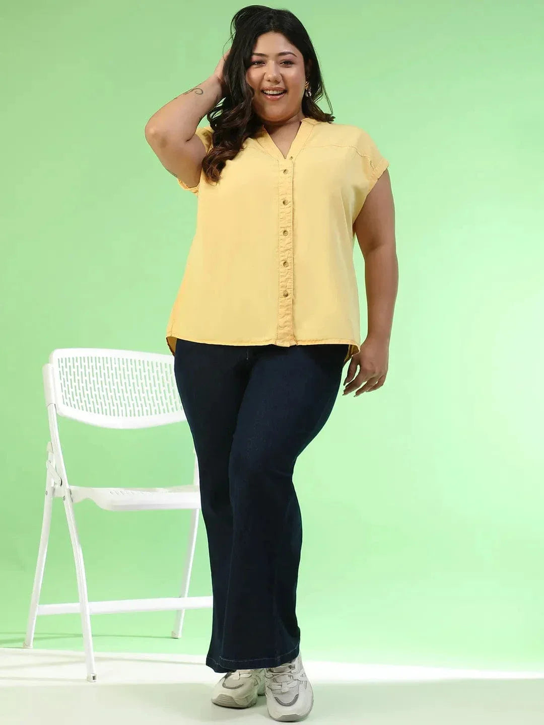 Plus Size Yellow Cotton Top