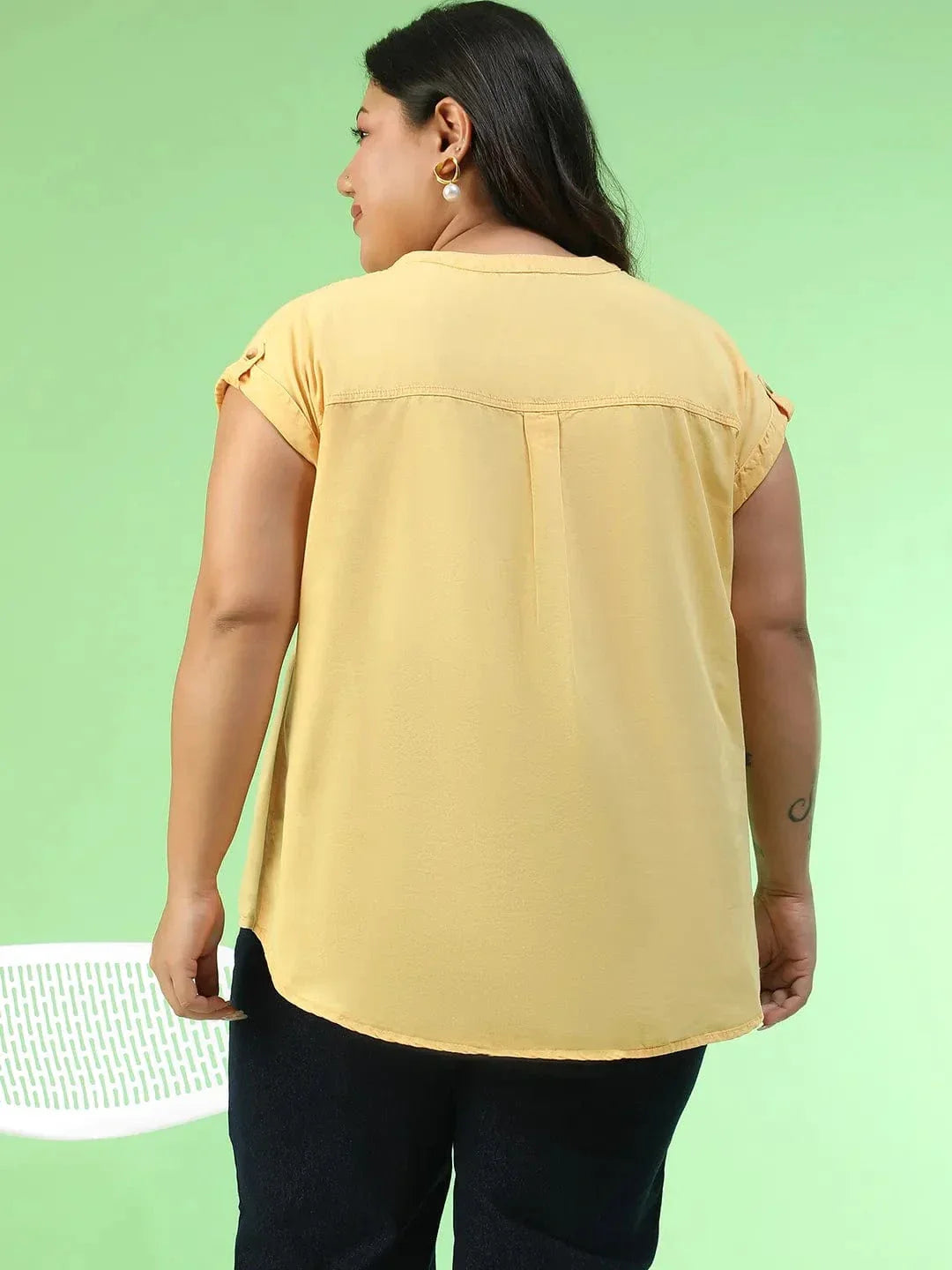 Plus Size Yellow Cotton Top