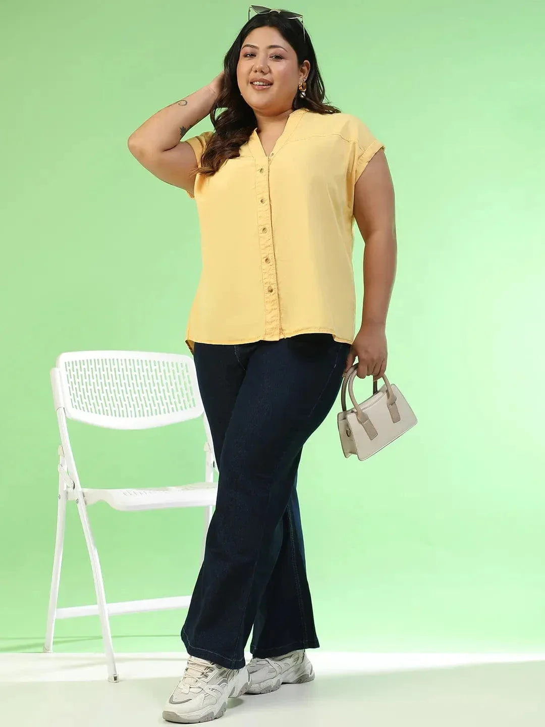 Plus Size Yellow Cotton Top