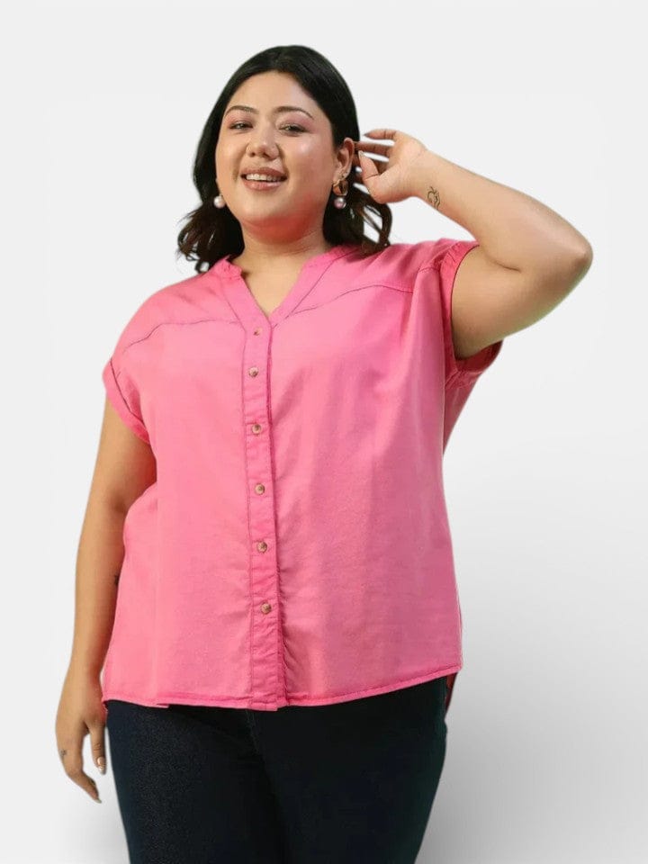 Plus Size Pink Cotton Top