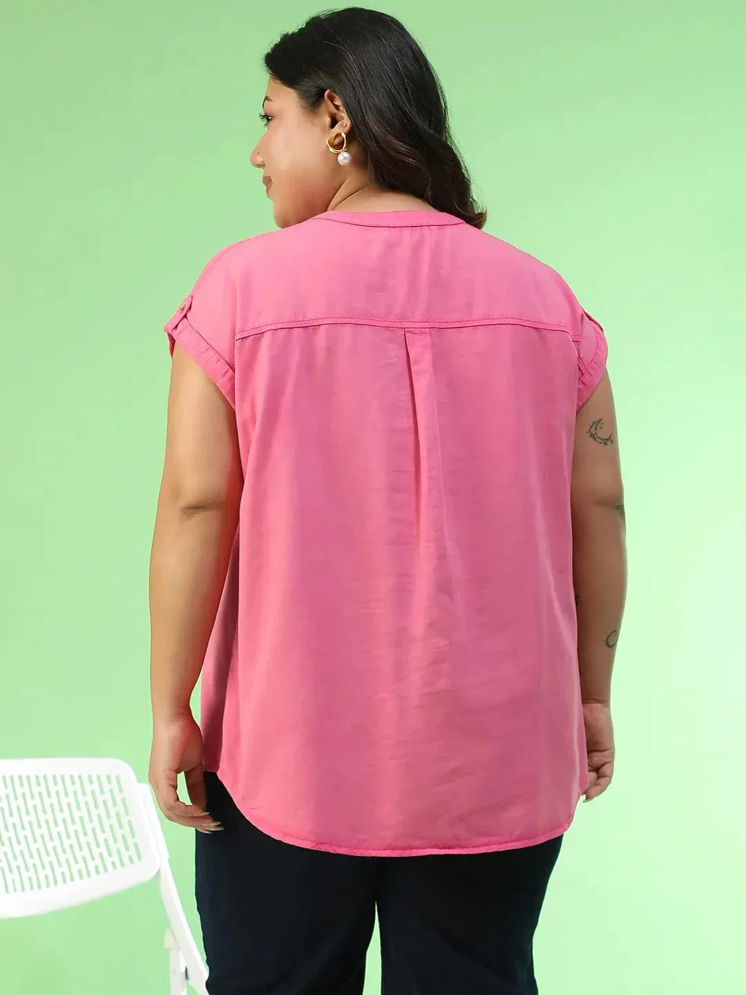 Plus Size Pink Cotton Top
