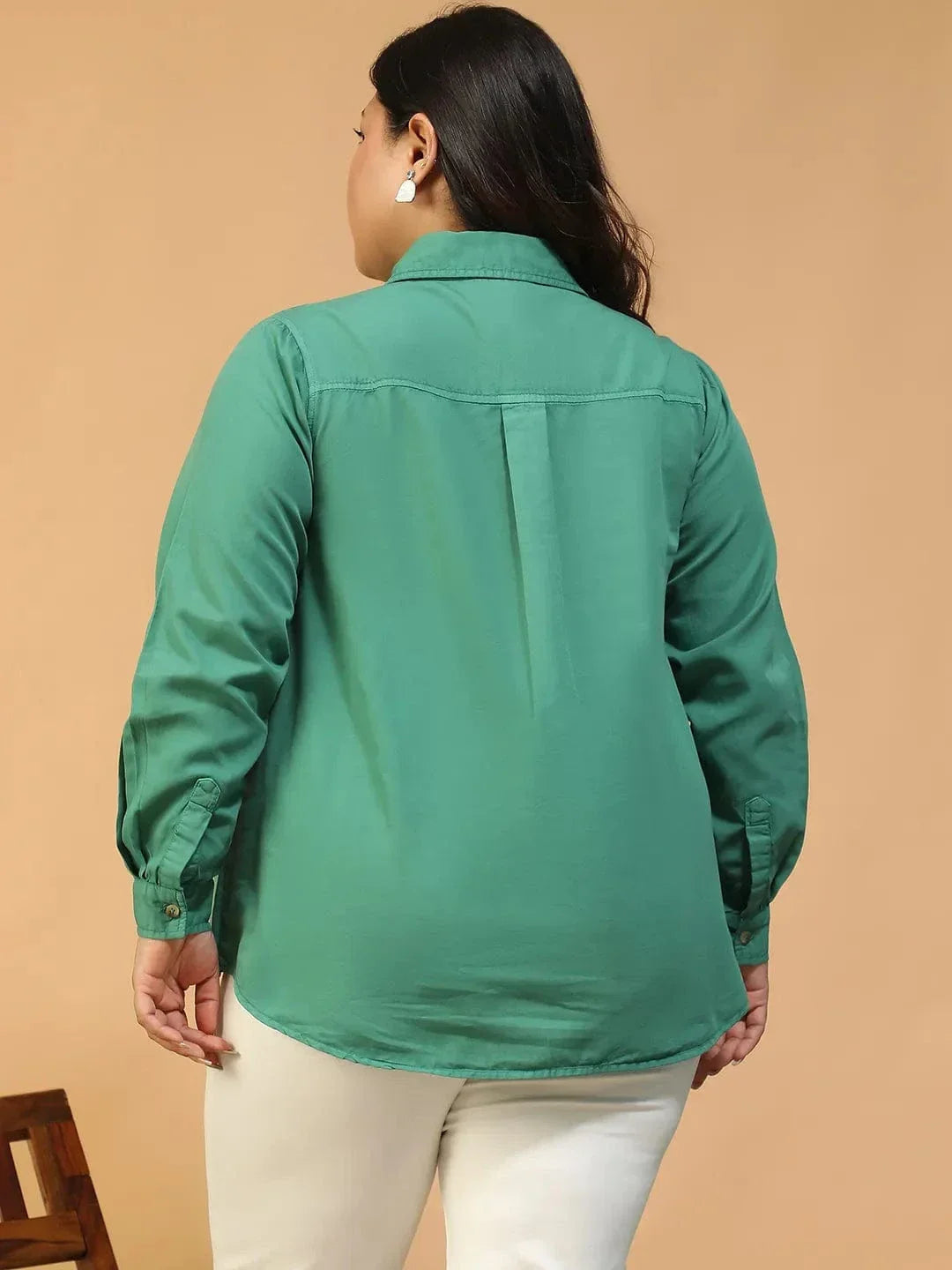 Plus Size Green Cotton Shirt