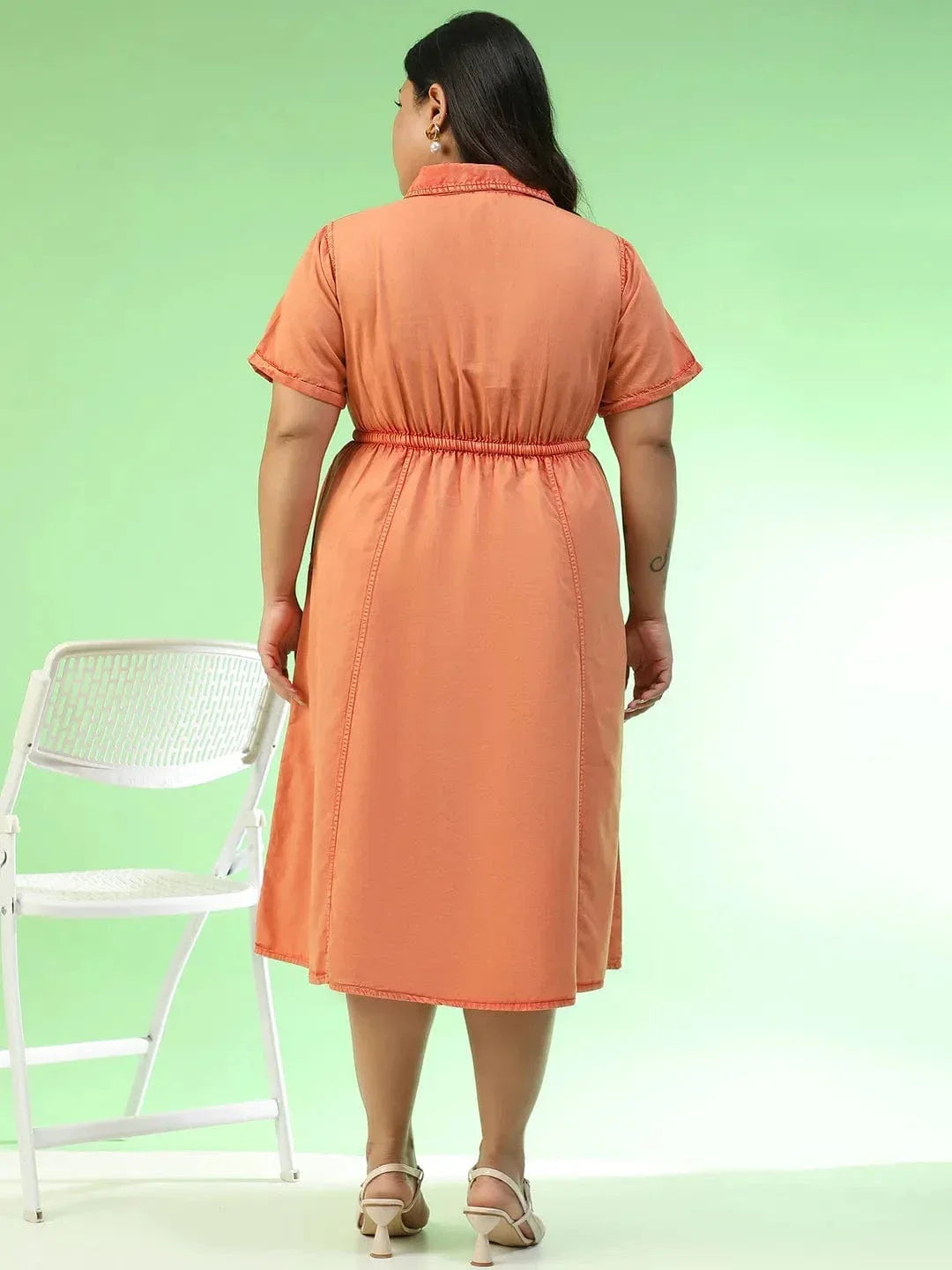 Plus Size Orange Cotton Dress