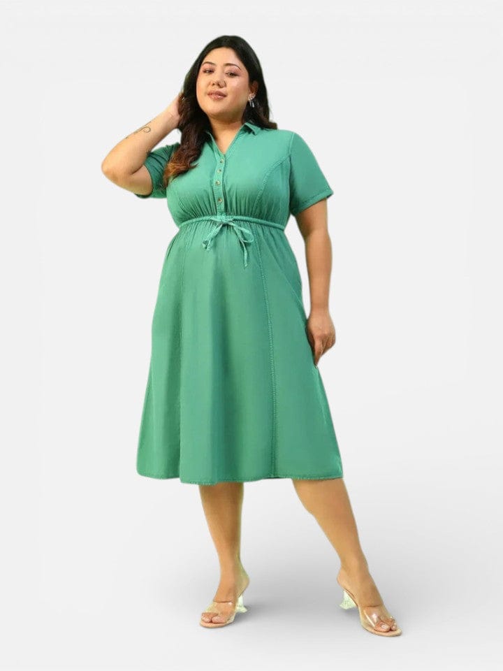 Plus Size Green Cotton Dress