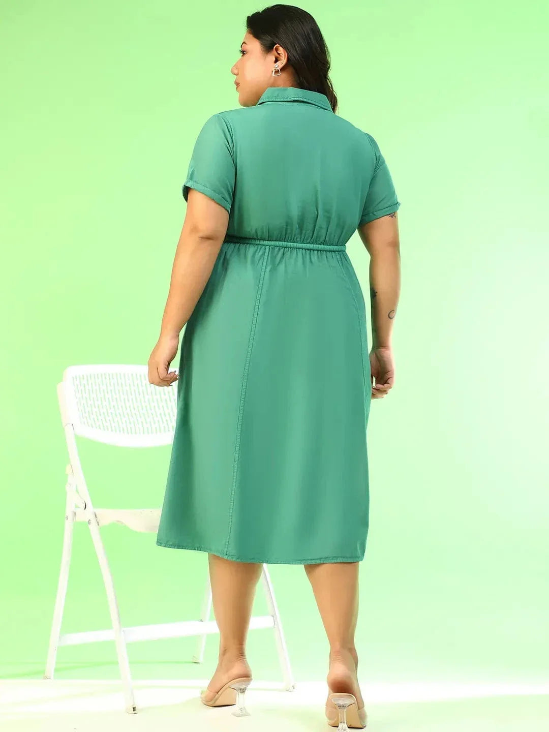 Plus Size Green Cotton Dress