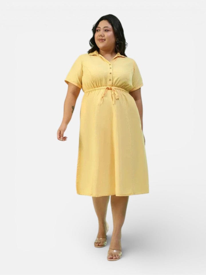 Plus Size Yellow Cotton Dress