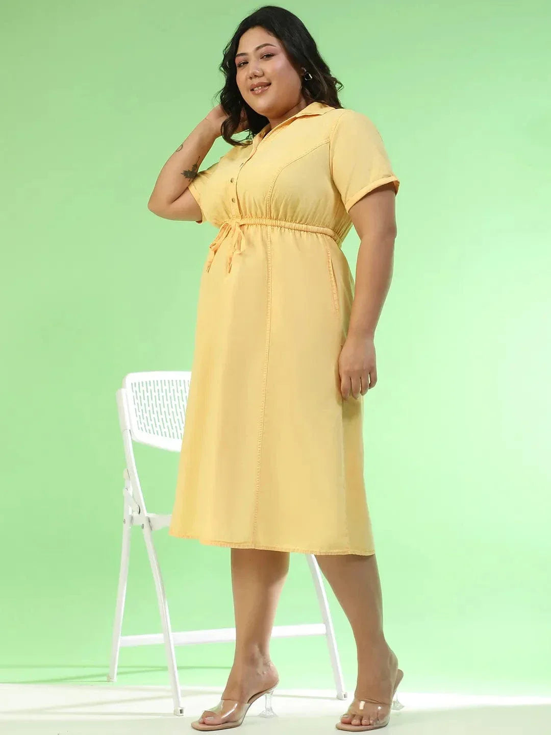 Plus Size Yellow Cotton Dress