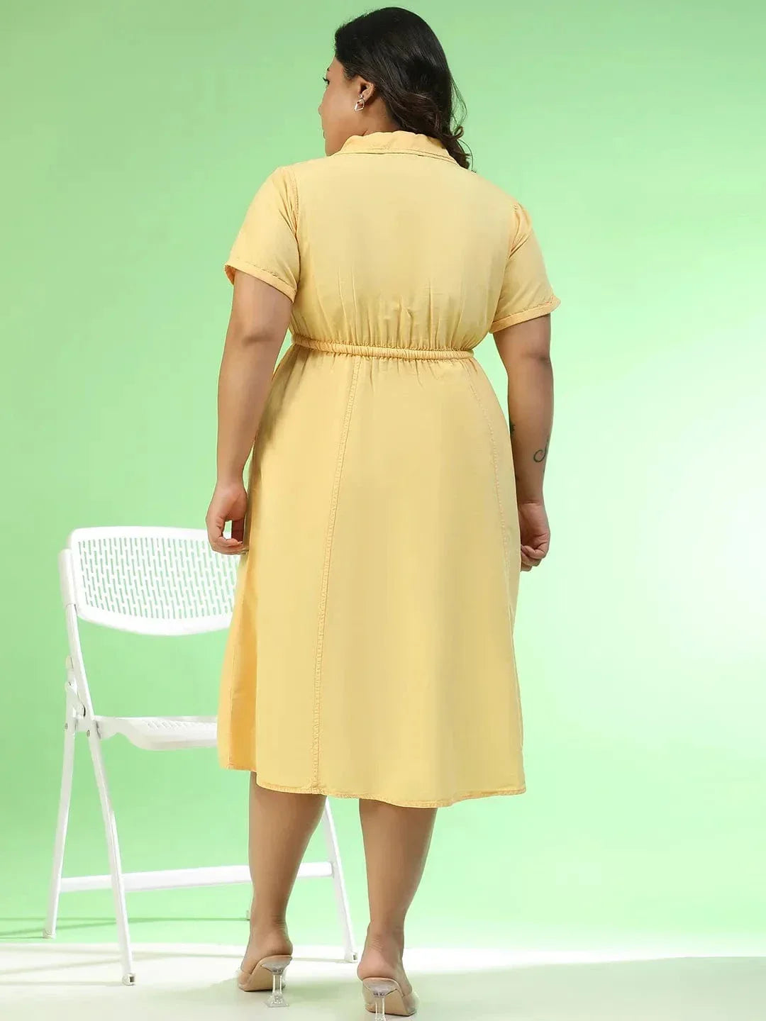 Plus Size Yellow Cotton Dress