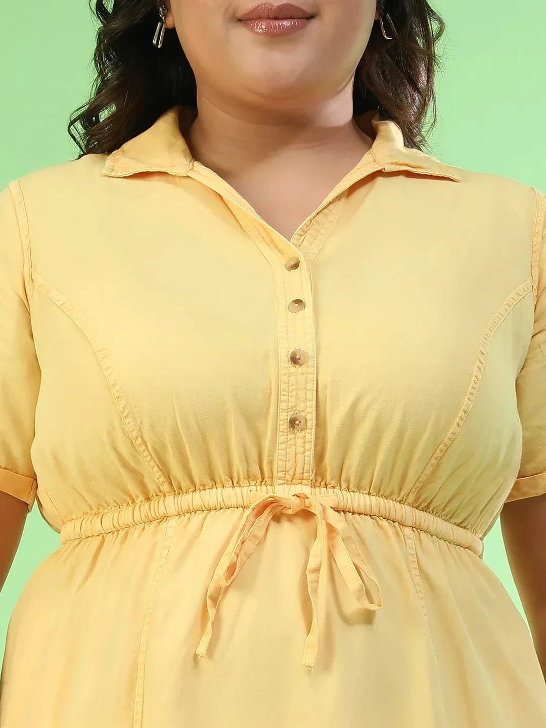 Plus Size Yellow Cotton Dress