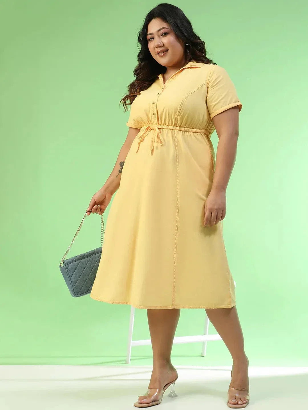 Plus Size Yellow Cotton Dress
