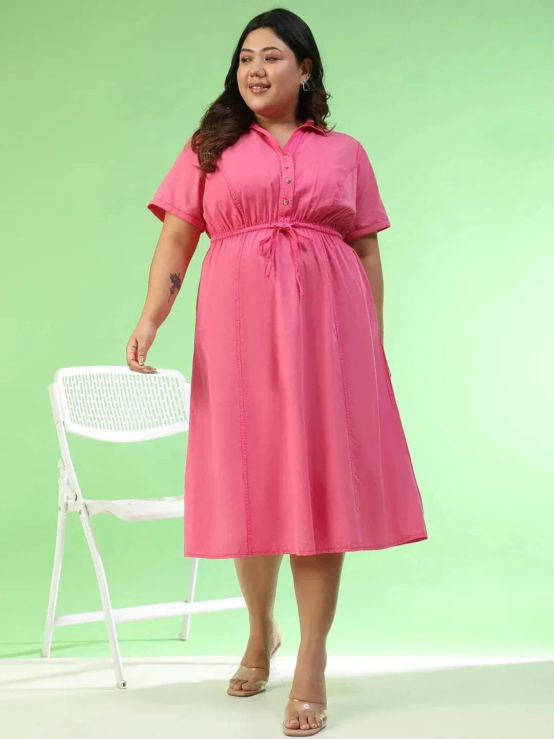 Plus Size Pink Cotton Dress