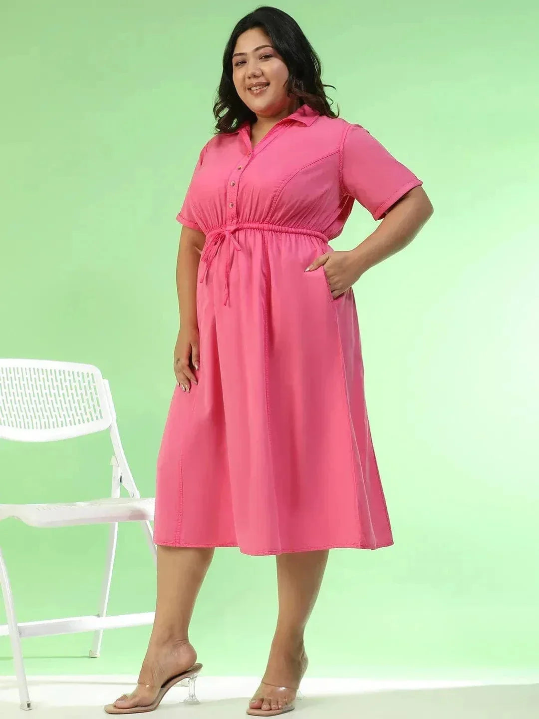 Plus Size Pink Cotton Dress