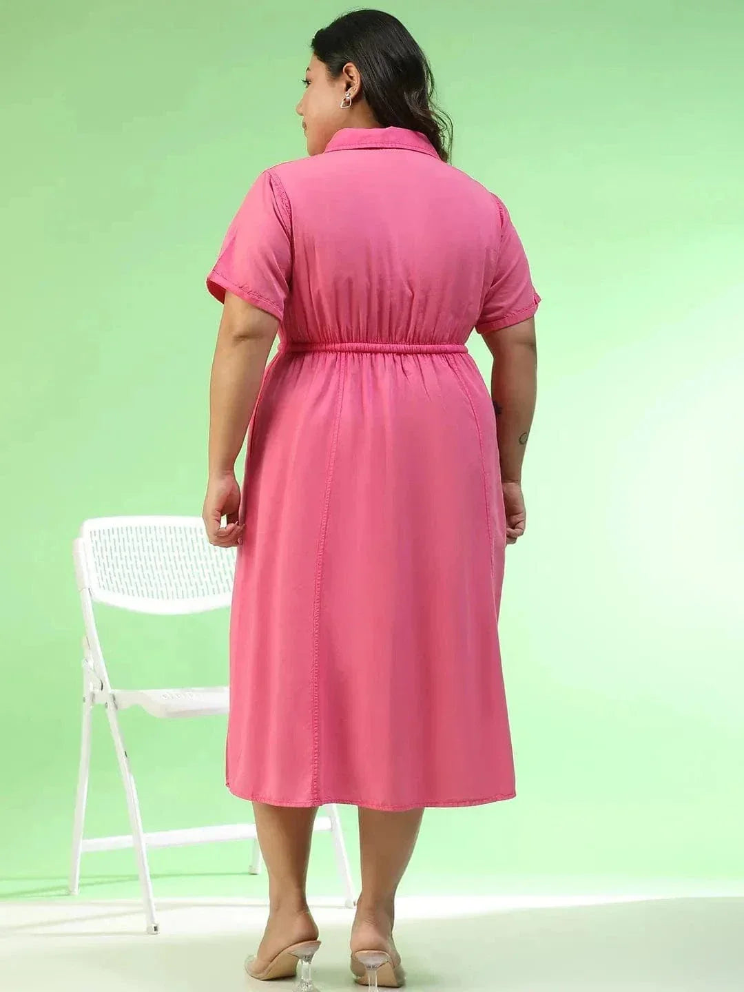 Plus Size Pink Cotton Dress