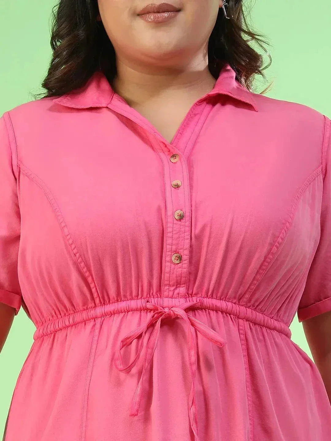 Plus Size Pink Cotton Dress