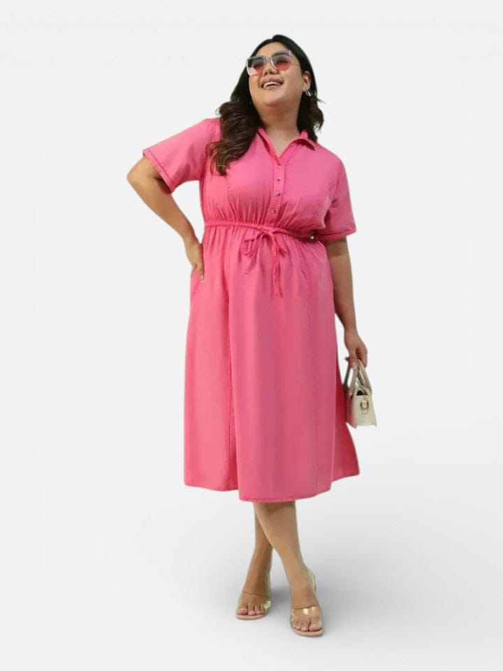 Plus Size Pink Cotton Dress