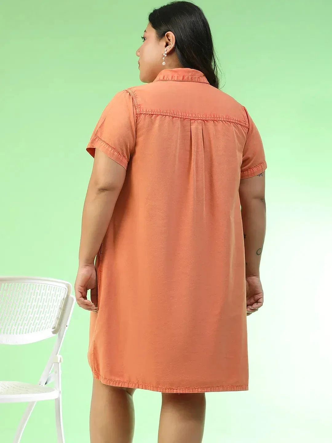 Plus Size Orange Cotton Dress