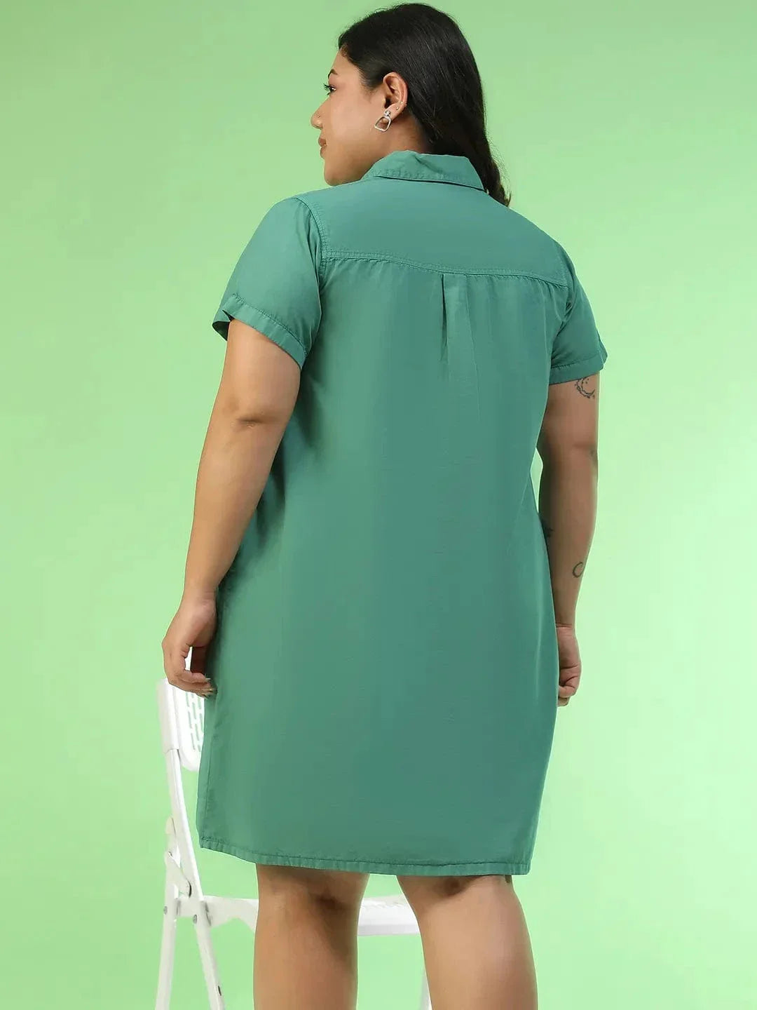 Plus Size Green Cotton Dress