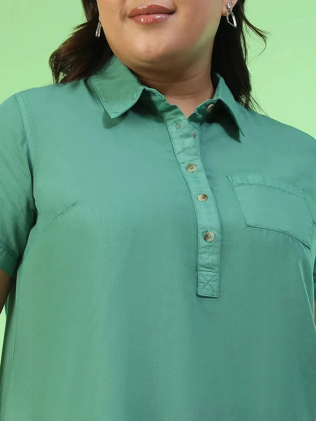 Plus Size Green Cotton Dress