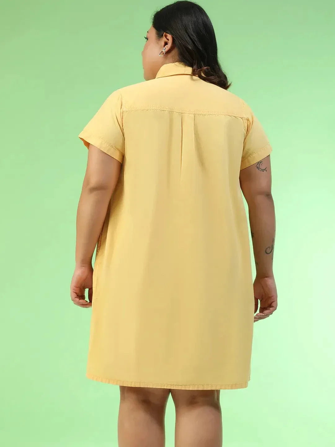 Plus Size Yellow Cotton Dress