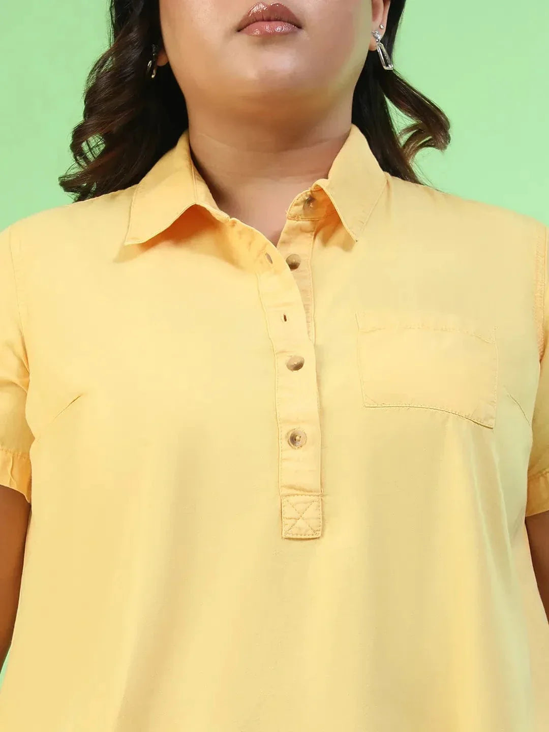 Plus Size Yellow Cotton Dress