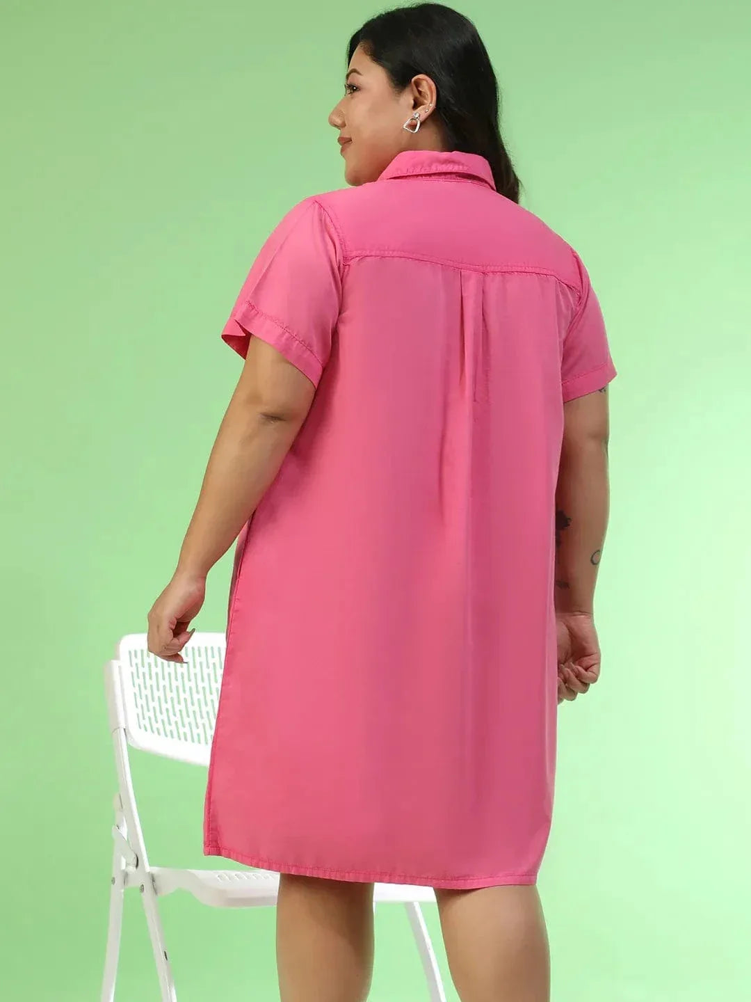 Plus Size Pink Cotton Dress