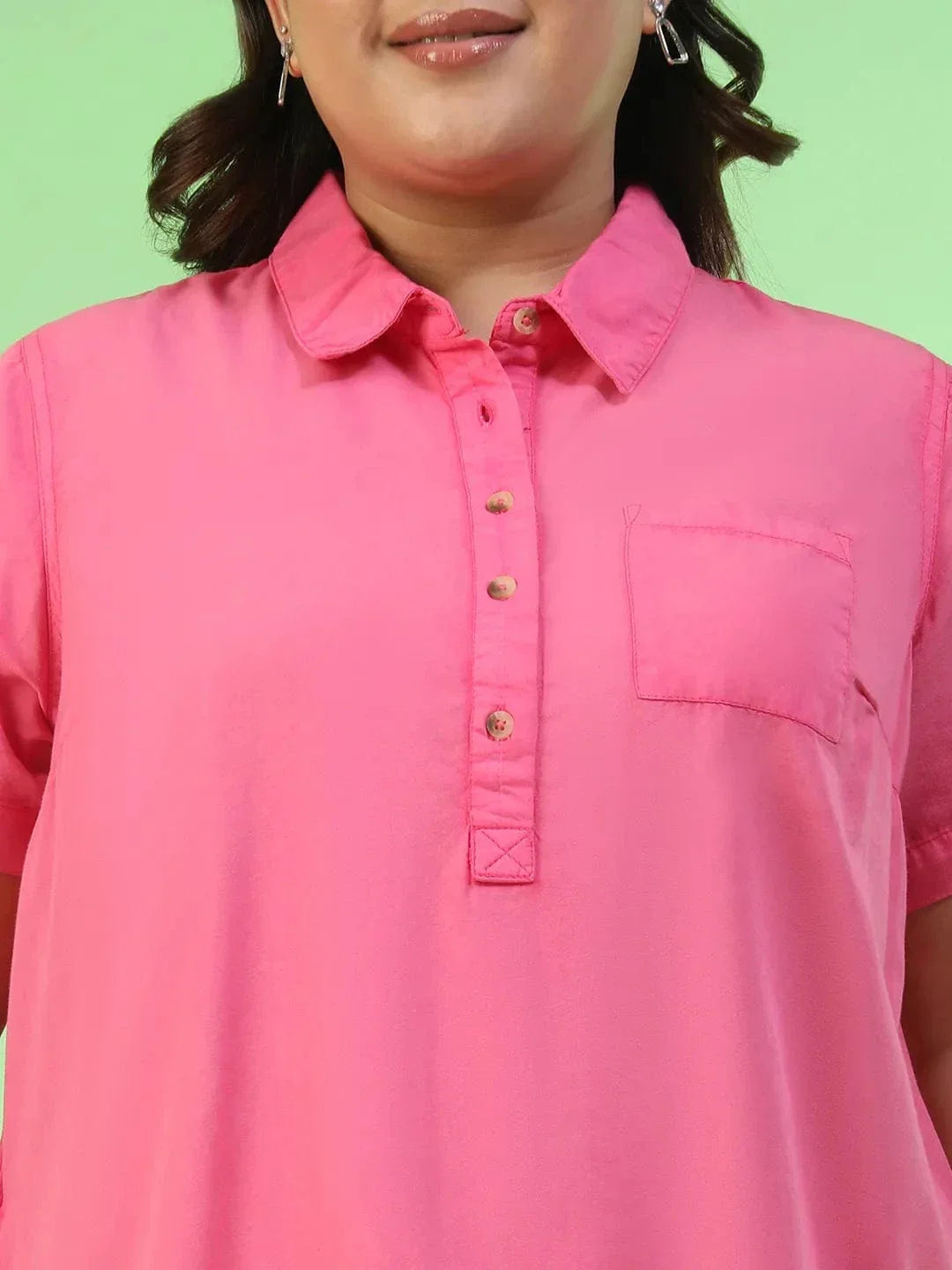 Plus Size Pink Cotton Dress