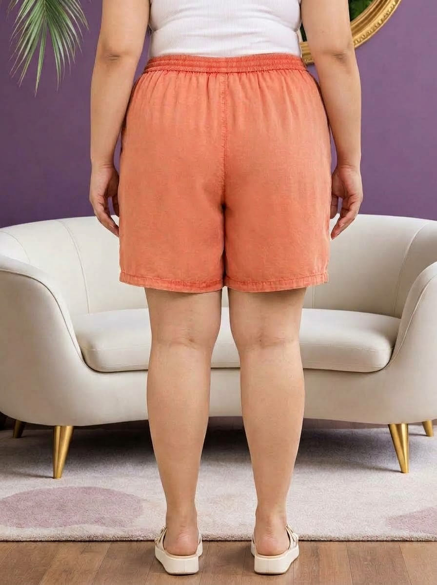 Plus Size Orange Cotton Short