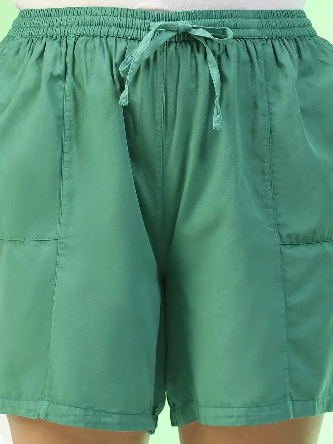 Plus Size Green Cotton Short