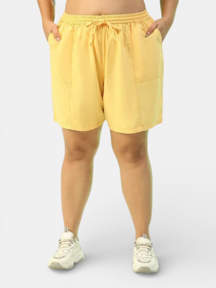 Plus Size Yellow Cotton Short