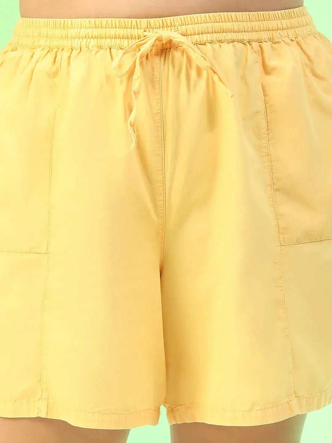 Plus Size Yellow Cotton Short