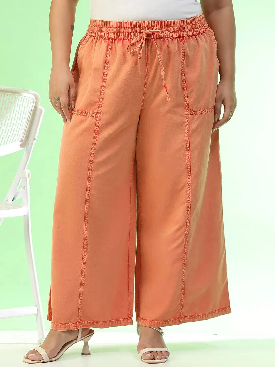 Plus Size Orange Cotton Pant