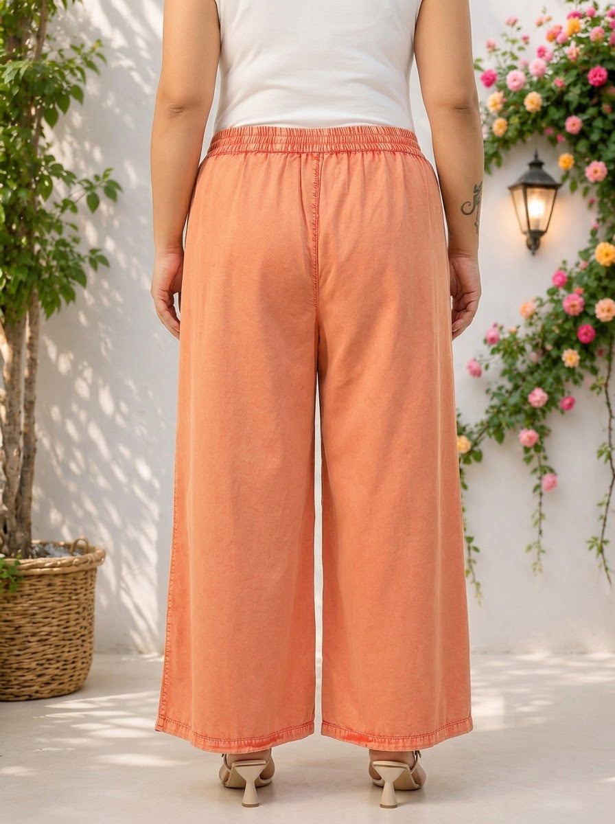 Plus Size Orange Cotton Pant