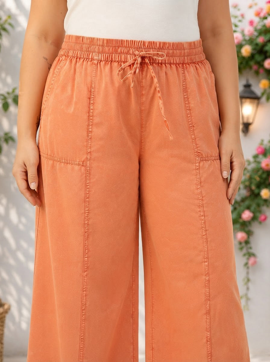 Plus Size Orange Cotton Pant