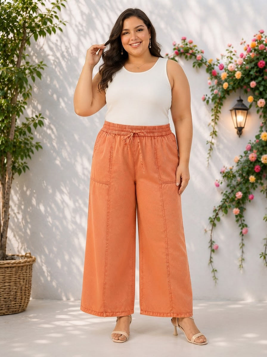 Plus Size Orange Cotton Pant
