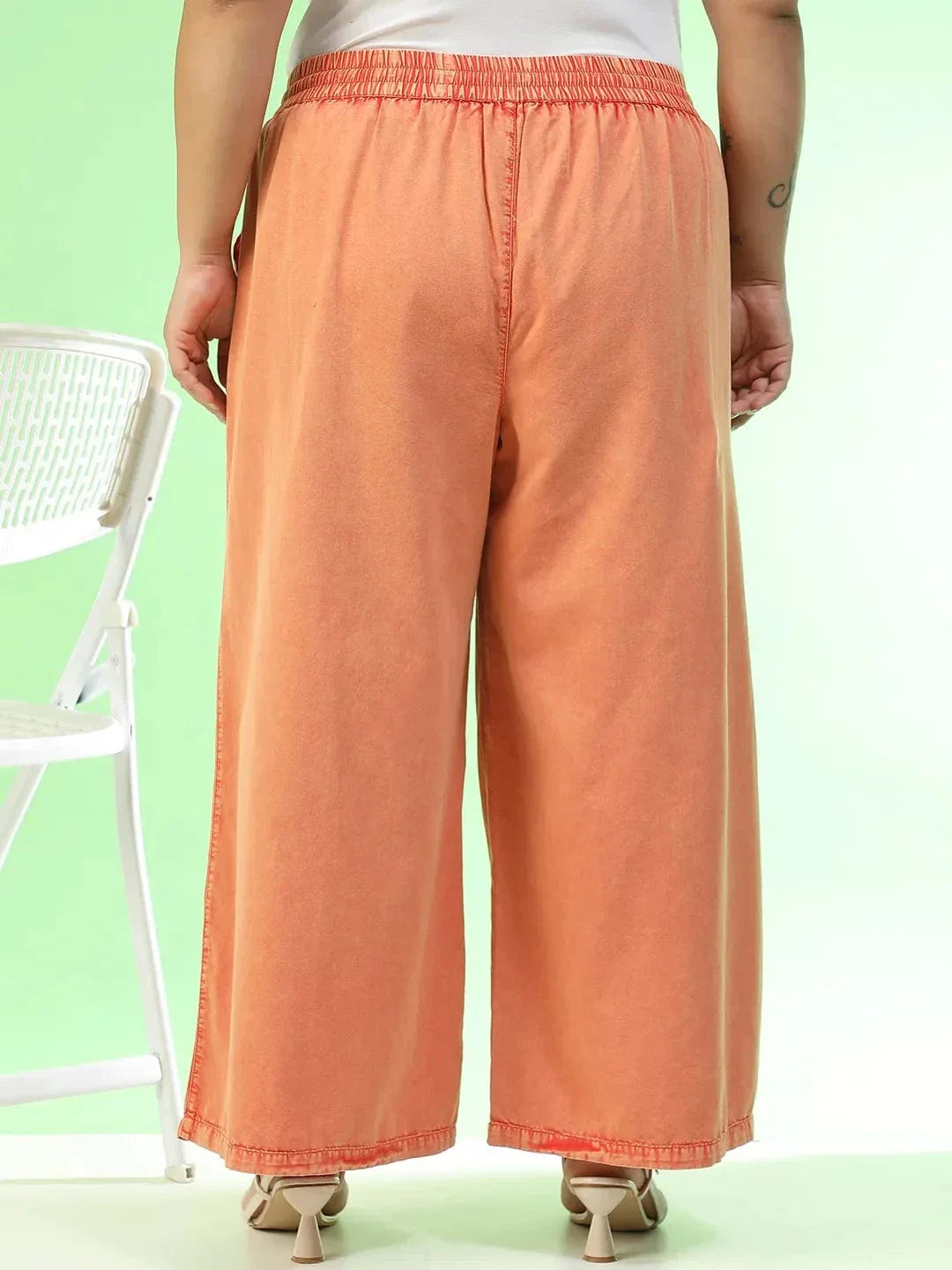 Plus Size Orange Cotton Pant