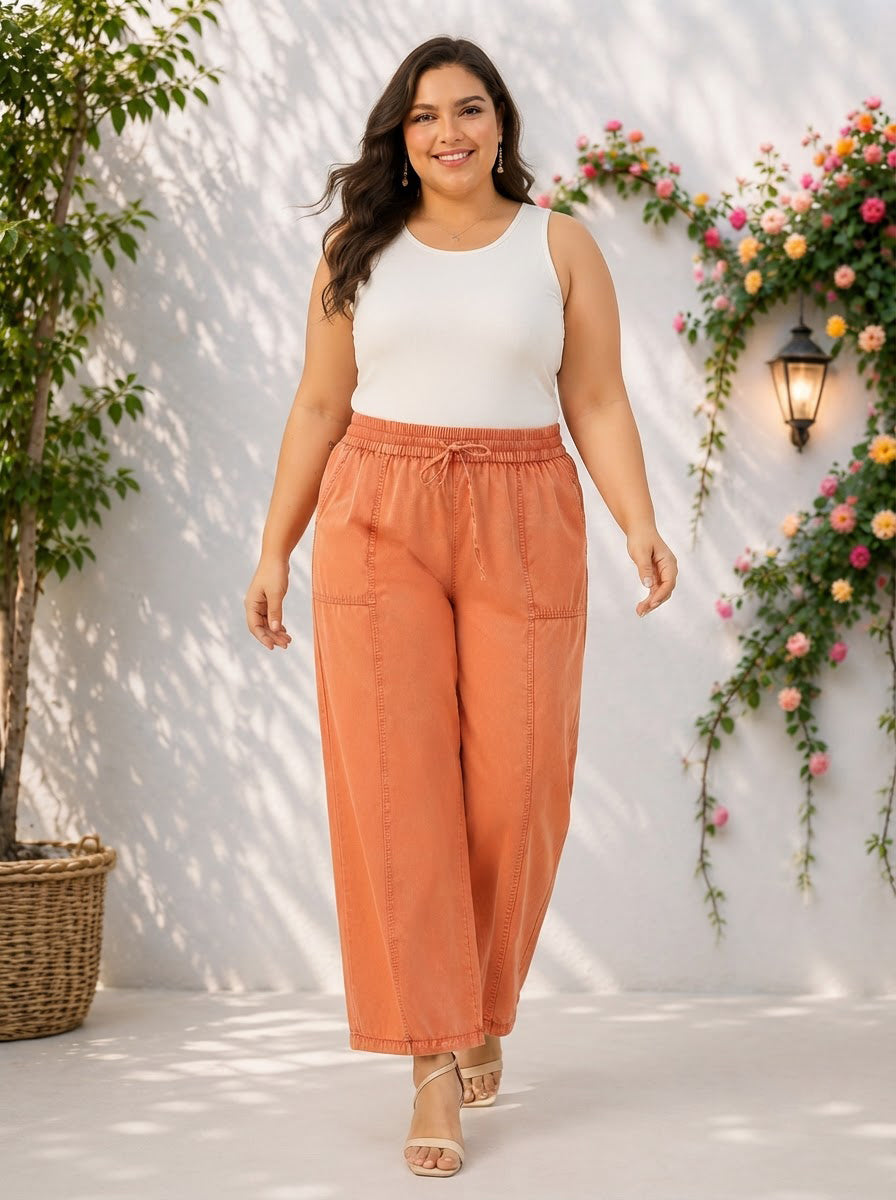Plus Size Orange Cotton Pant